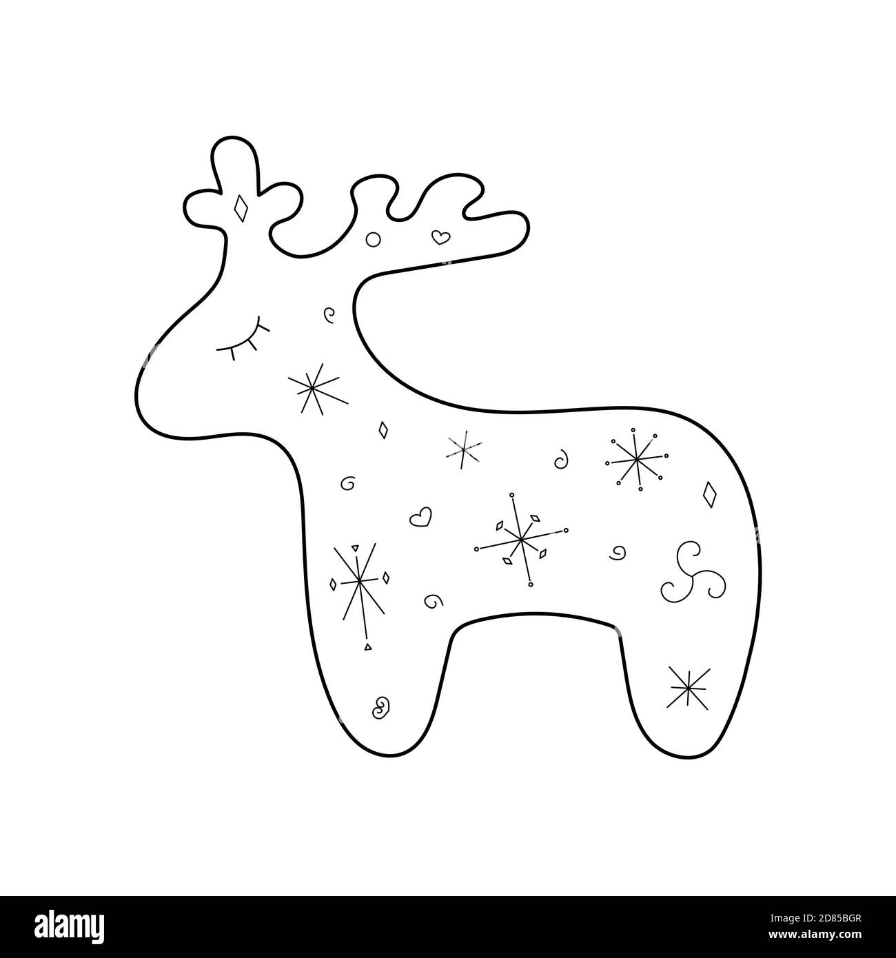 Joli cerf stylisé. Style de contour. Illustration vectorielle pour la décoration, cartes de vœux, affiches, imprimés pour vêtements, emblèmes. Illustration de Vecteur