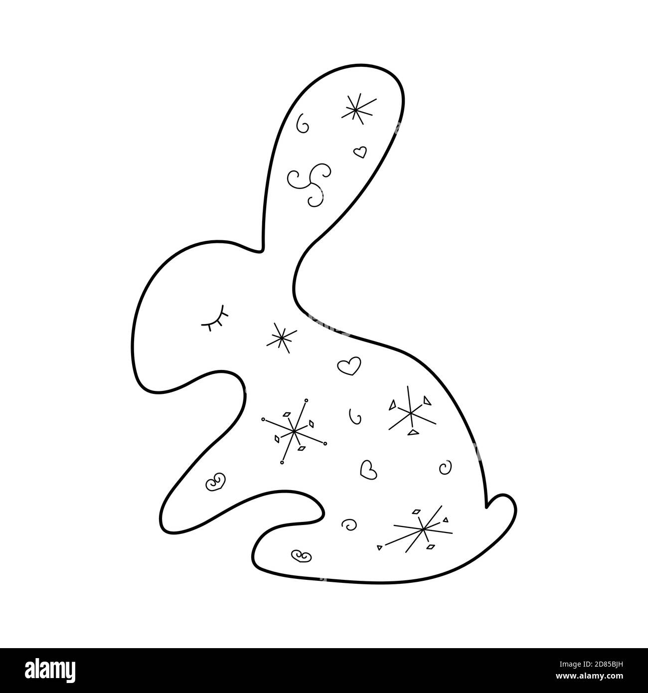 Joli lapin stylisé. Style de contour. Illustration vectorielle pour la décoration, cartes de vœux, affiches, imprimés pour vêtements, emblèmes. Illustration de Vecteur