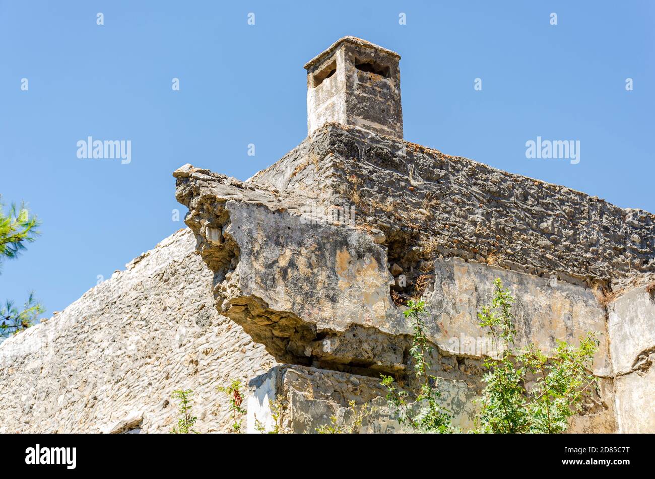 Des maisons abandonnées et les ruines de Kayakoy village, Fethiye, Turquie Banque D'Images