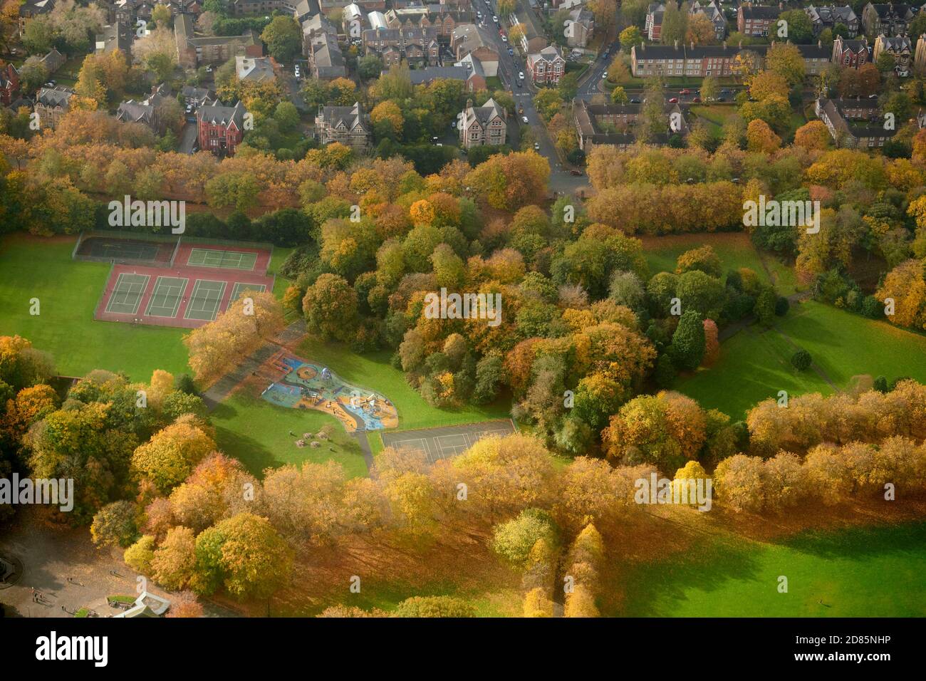 La splendeur des couleurs automnales au parc Sefton, Liverpool Merseyside, nord-ouest de l'Angleterre, Royaume-Uni Banque D'Images