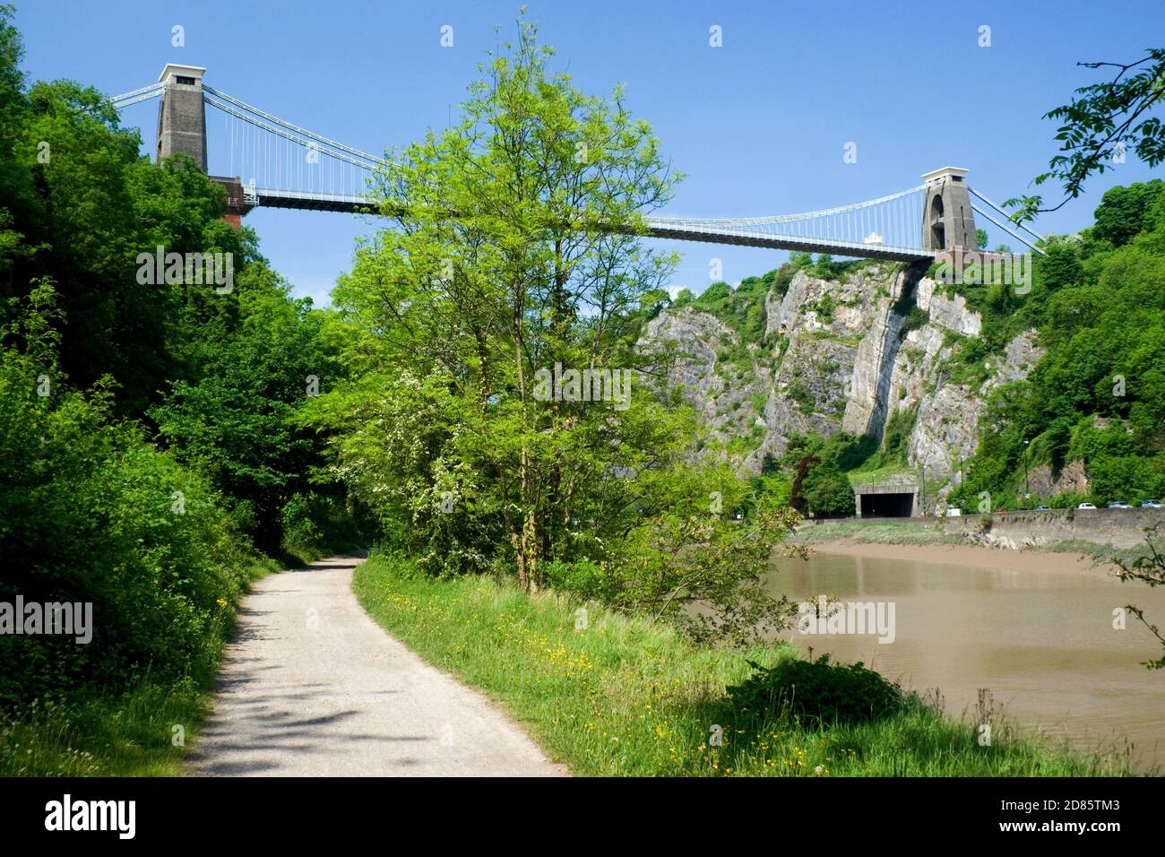 Pont suspendu de Clifton du sentier du cycle Ashton-Pill, gorge Avon, Bristol. Banque D'Images