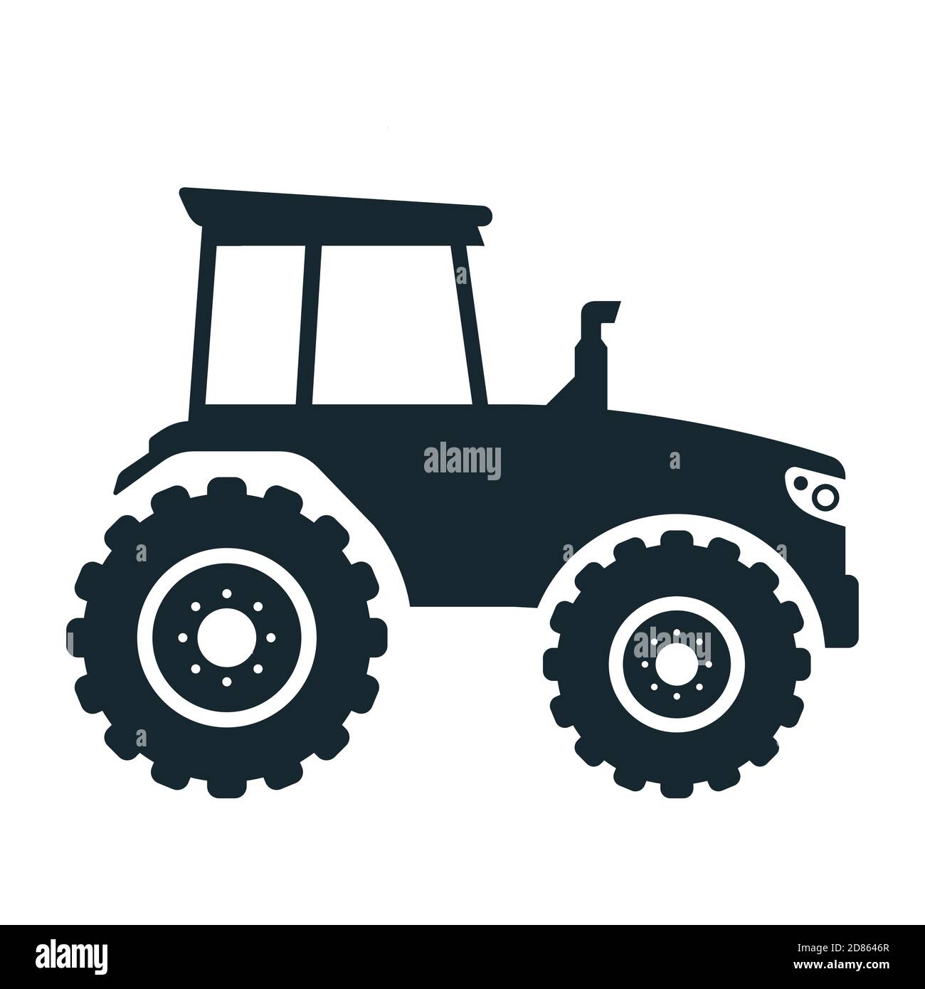 silhouette d'un grand tracteur agricole sur fond blanc. illustration vectorielle plate du transport. Illustration de Vecteur