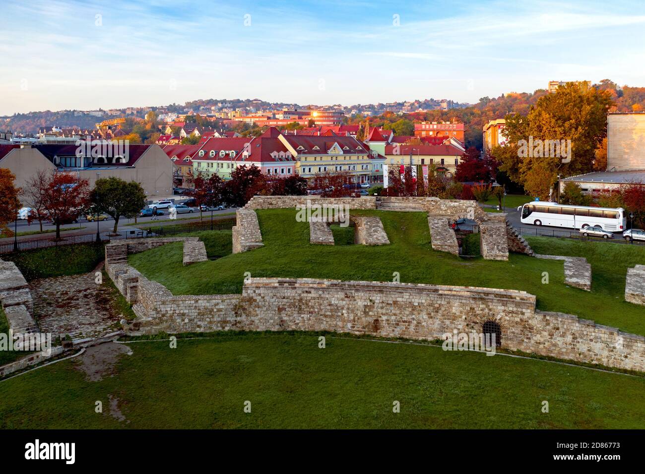 Aquincum Amphithéâtre militaire dans le quartier d'Obuda Budapest Hongrie. Monument romain. Construit au 1er siècle. Banque D'Images