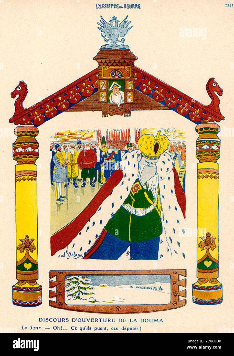 DOUMA D'ETAT 1905. Dessin animé allemand montrant le tsar Nicholas II en déjumelage aux députés. Il a dissous la première Douma dans les 75 jours. Banque D'Images