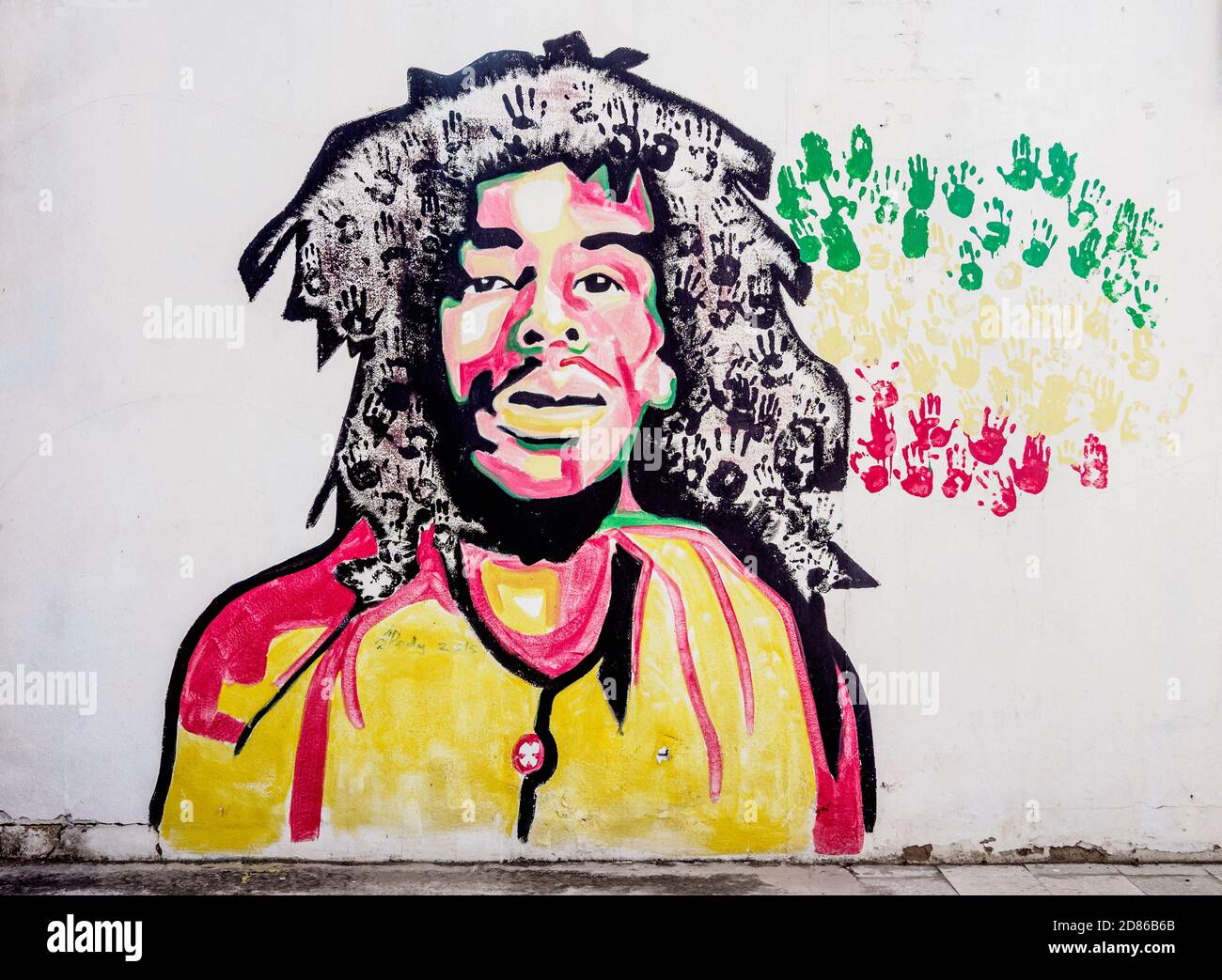 Bob Marley Graffiti aux Tuff Gong Recording Studios, Kingston, paroisse de Saint Andrew, Jamaïque Banque D'Images