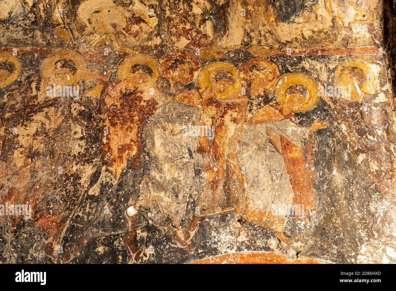 Fresken in der byzantinischen Kirche Agios Kyriakos der antiken Stadt Lisos BEI Sougia, Kreta, Griechenland, Europa | Eglise orthodoxe grecque Agios Banque D'Images