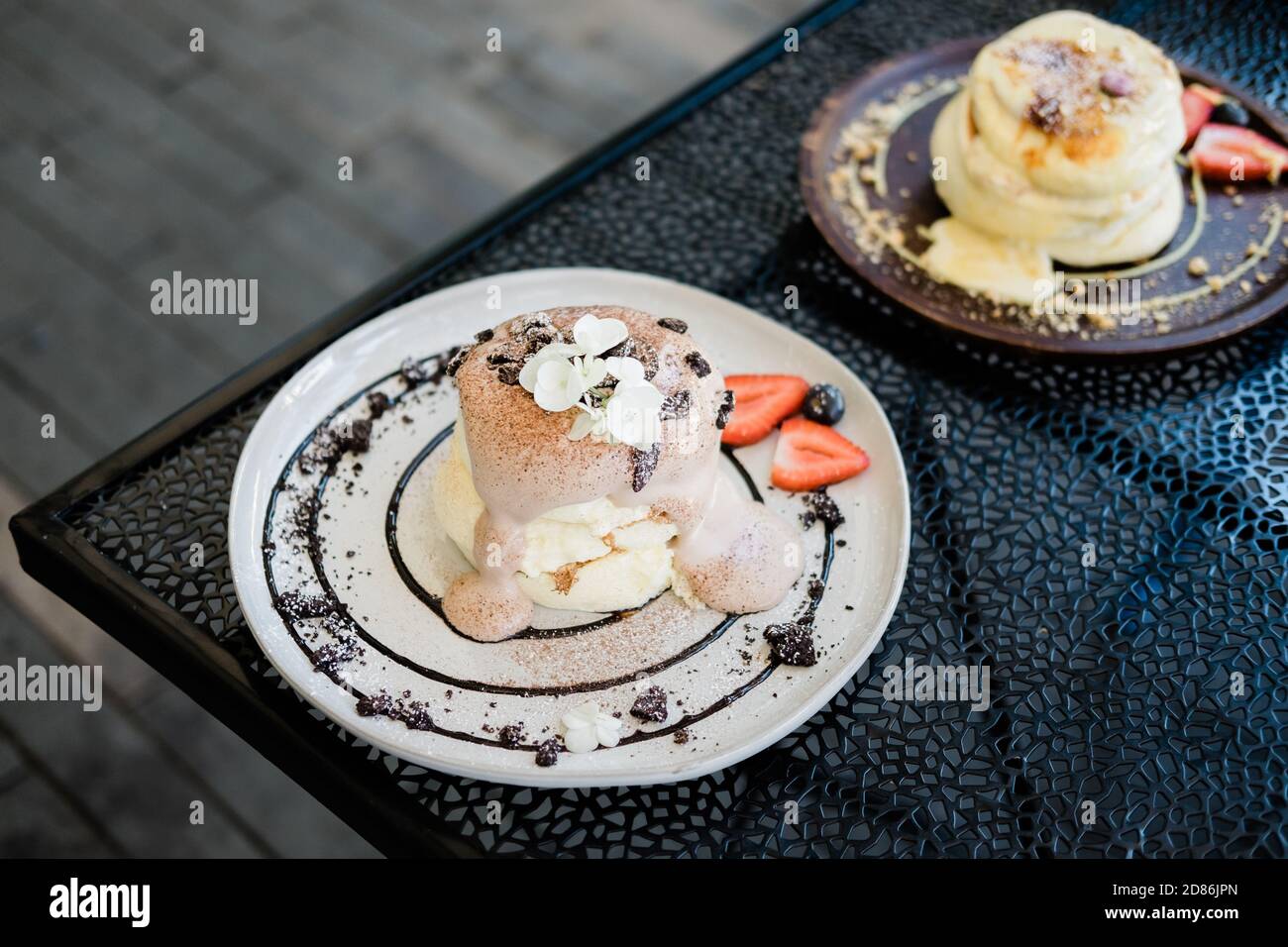 Crêpes japonaises moelleuses à la souffle Banque D'Images