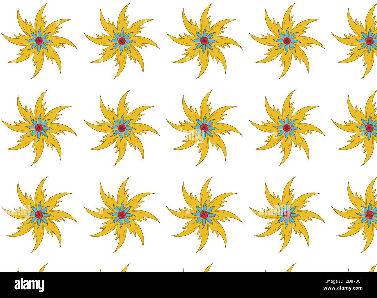 Motif fleuri sans couture isolé sur motif de mandala blanc Banque D'Images