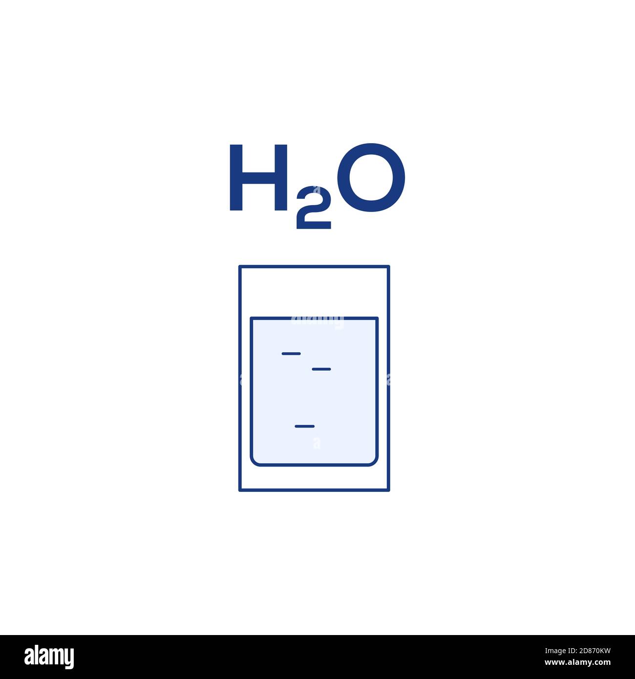 Verre d'eau H2O ligne icône isolée sur blanc. Illustration de Vecteur
