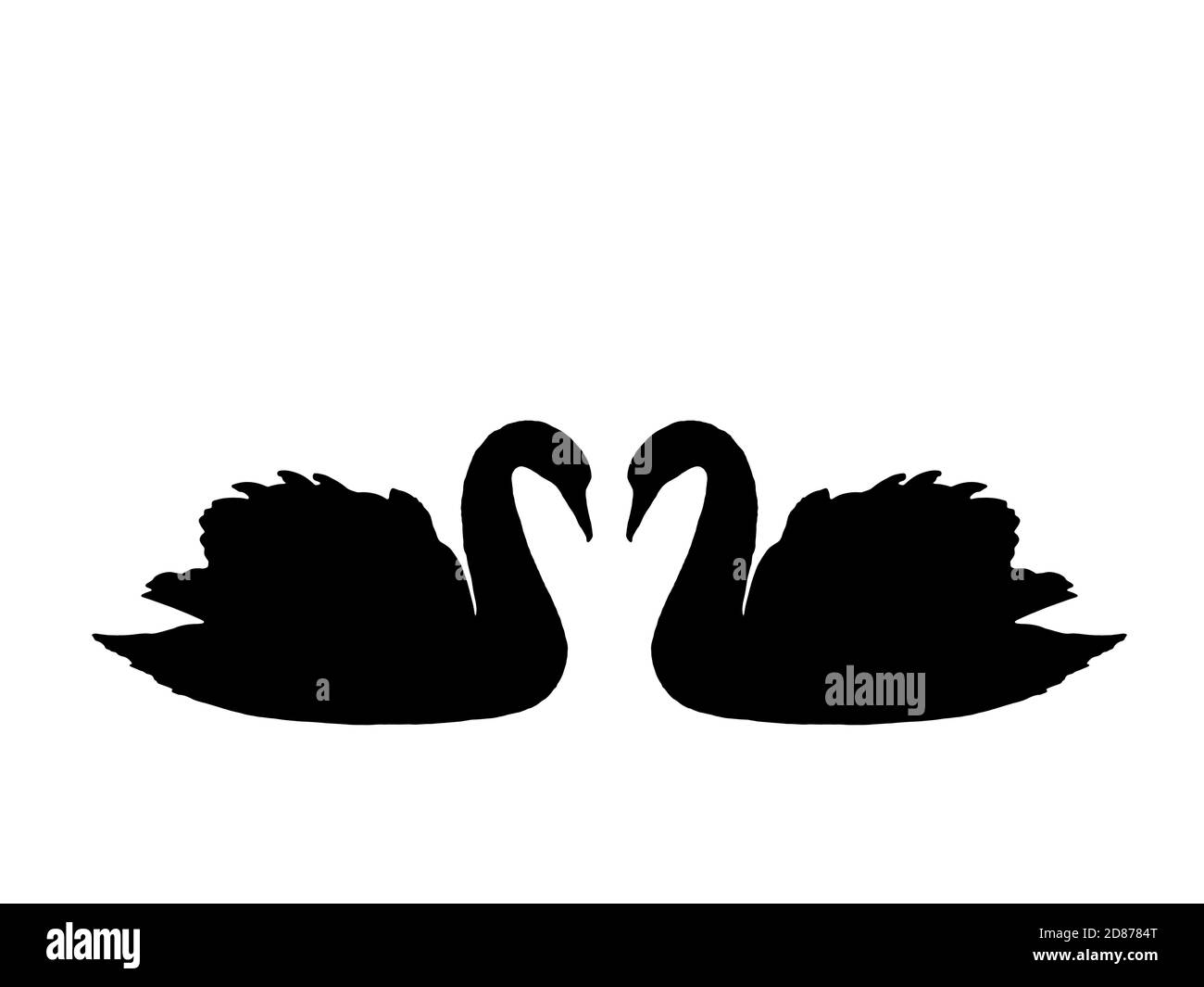 Swans en silhouette d'amour Banque D'Images