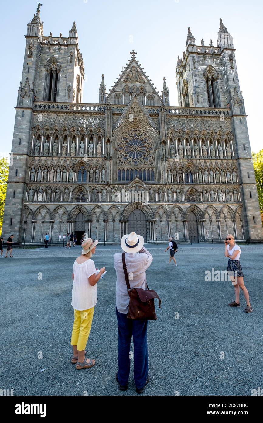 Cathédrale de Nidaros, Cathédrale, façade ouest, Trondheim, Trøndelag, Norvège, Scandinavie, Europe, voyage aventure, bureau des présidents de la Norvégia Banque D'Images