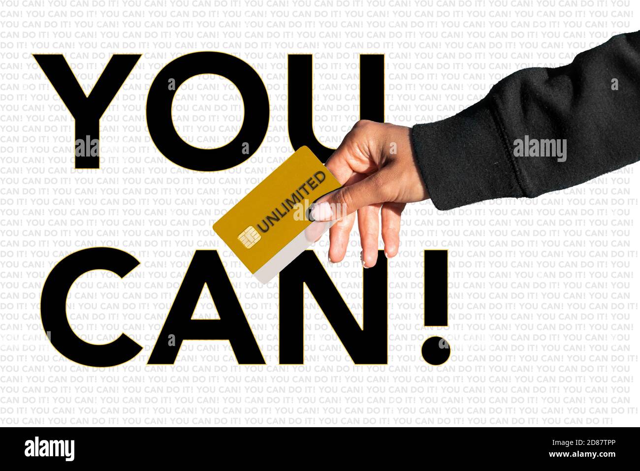 Gagner de l'argent, la motivation de réussite d'entreprise. Carte de crédit Gold illimitée. Argent illimité Banque D'Images