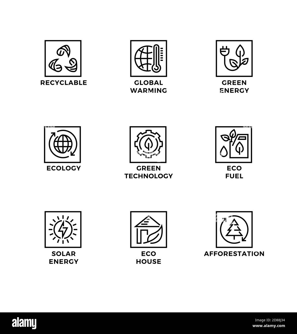 Ensemble vectoriel d'éléments de conception, modèle de conception de logo, icônes et badges pour l'écologie, la technologie verte, biologique, mode de vie sain, énergie alternative. L Illustration de Vecteur