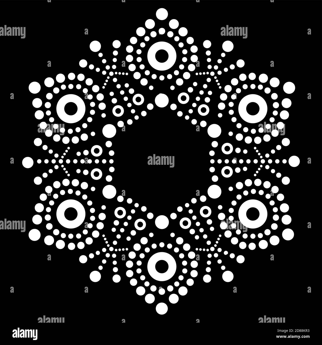 Motif de flocon de neige vectoriel à pois aborigène - motif de carte de vœux de Noël et d'hiver, art populaire australien Illustration de Vecteur