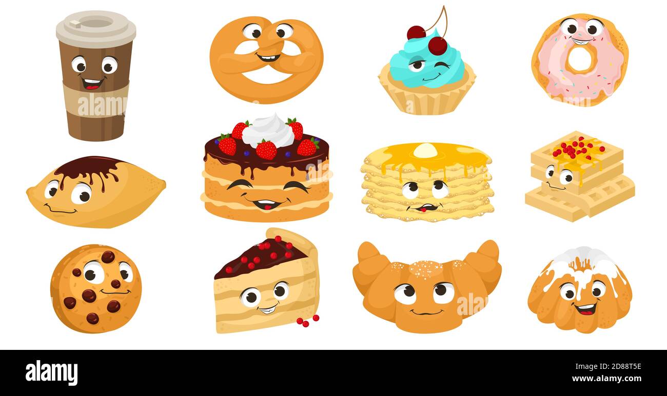 Ensemble De Personnages De Desserts Sucr s La Cuisson Mignon Et Dr le Ensemble De Personnages De Desserts Sucr s La Cuisson Mignon Et Dr le