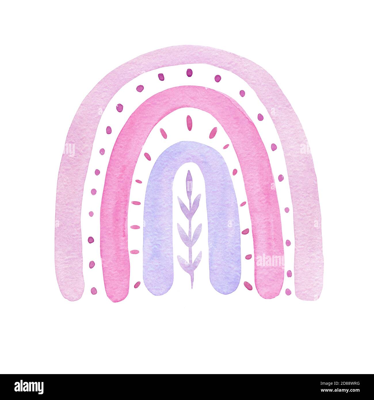 L'arc-en-ciel coloré est mignon. Un arc-en-ciel moderne aux couleurs pastel. Illustration faite à la main sur fond blanc. Style scandinave à l'intérieur. Bas Banque D'Images
