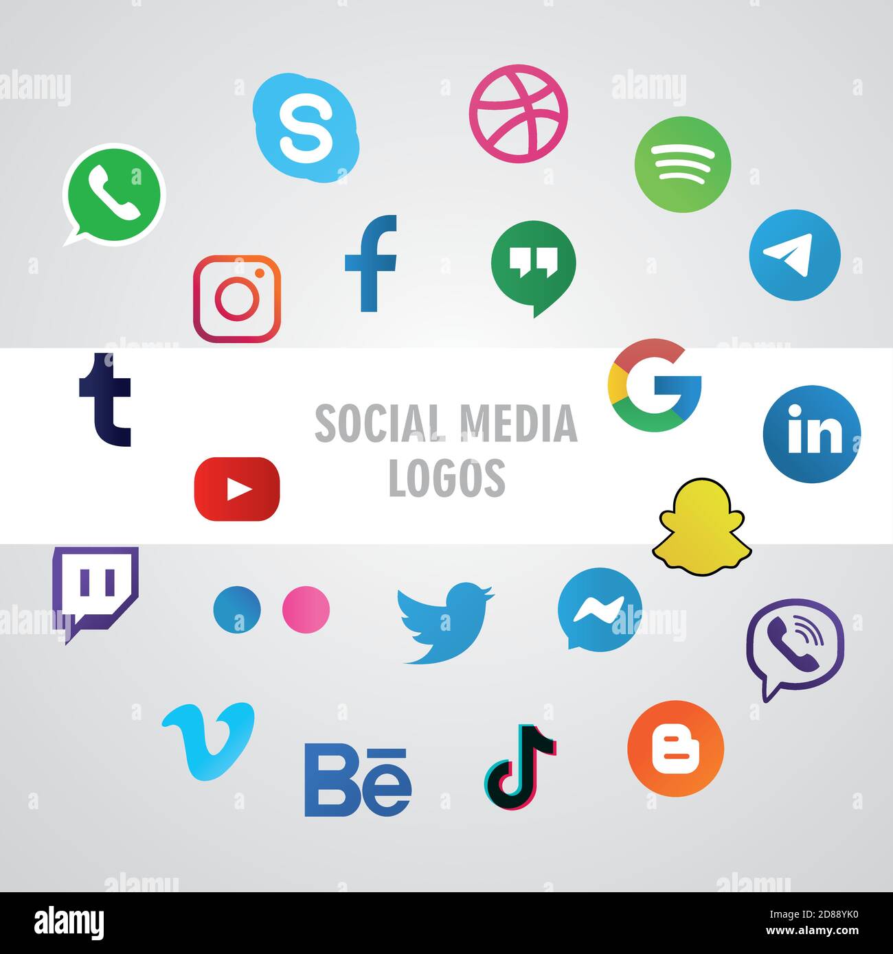 icônes pour les logos de médias sociaux, l'illustration vectorielle la plus populaire et la plus utilisée Illustration de Vecteur