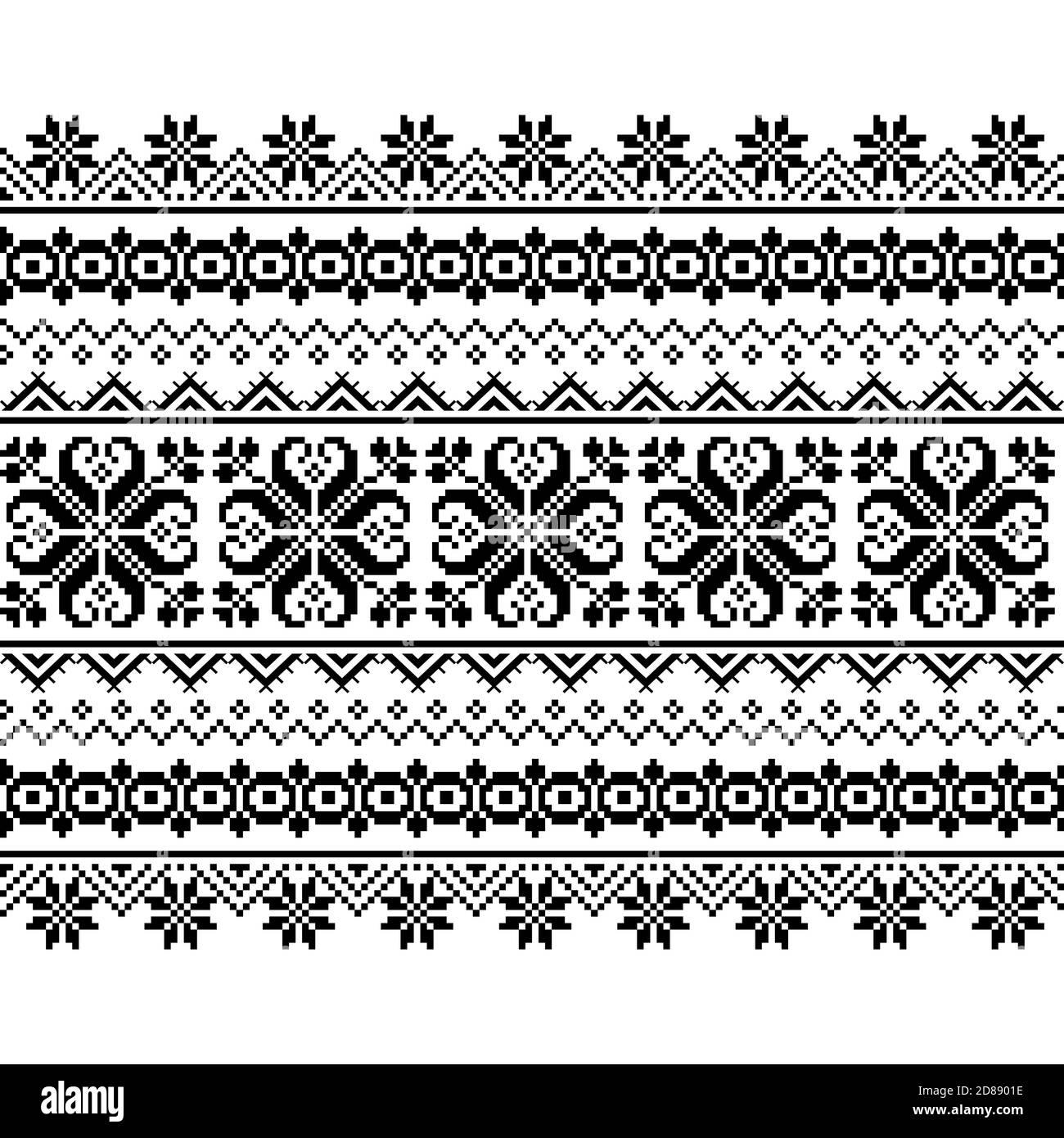 Ukrainien, biélorusse art populaire vecteur sans couture motif, long point de croix ornement inspiré de l'art populaire - Vyshyvanka Illustration de Vecteur