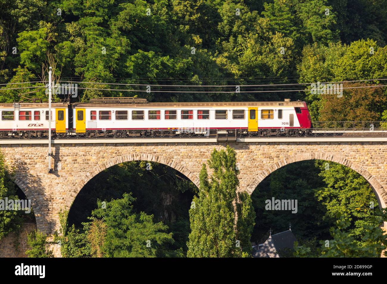 Luxembourg, ville de Luxembourg, vue sur le viaduc du train Pfaffenthal Banque D'Images