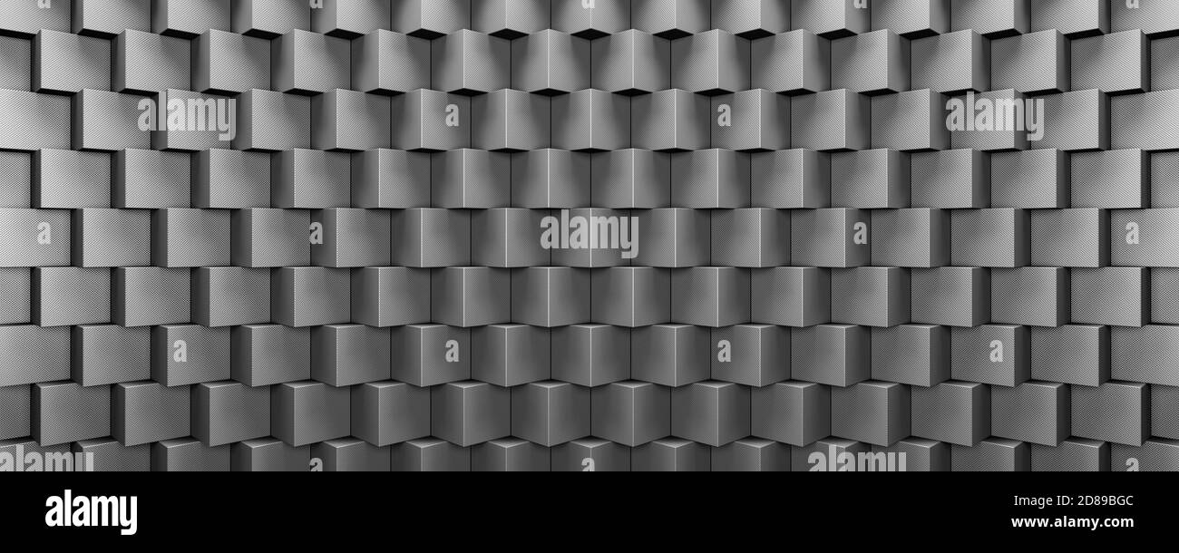 Cubes métalliques gris, rendu 3d futuriste d'arrière-plan moderne Banque D'Images
