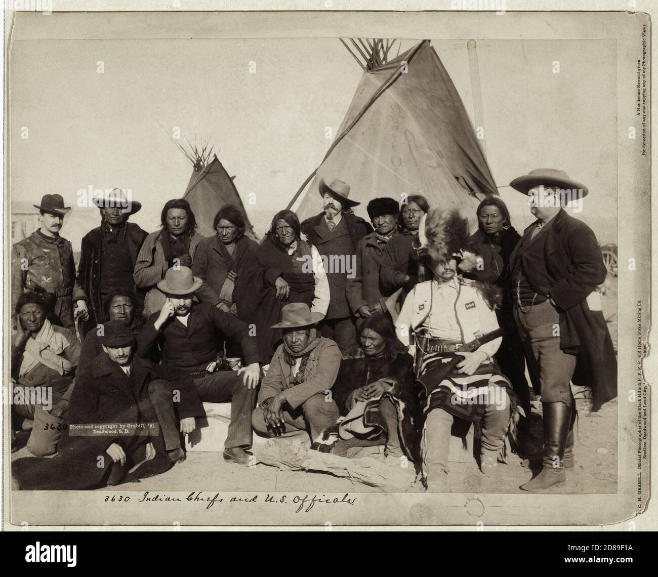 Buffalo Bill avec les chefs indiens et les représentants américains 16 janvier 1891 Banque D'Images