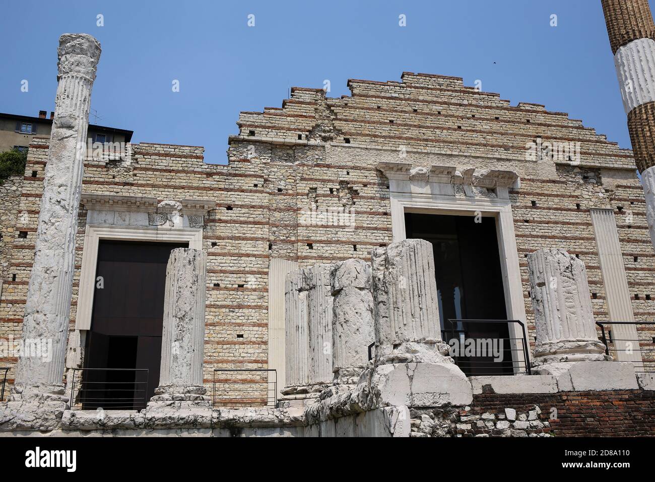 Brescia, Italie: La ruine du Brescia Capitolium, Capitolium de Brixia, un temple dédié à l'adoration de la Triade Capitolin -Jupiter,Juno et mi Banque D'Images