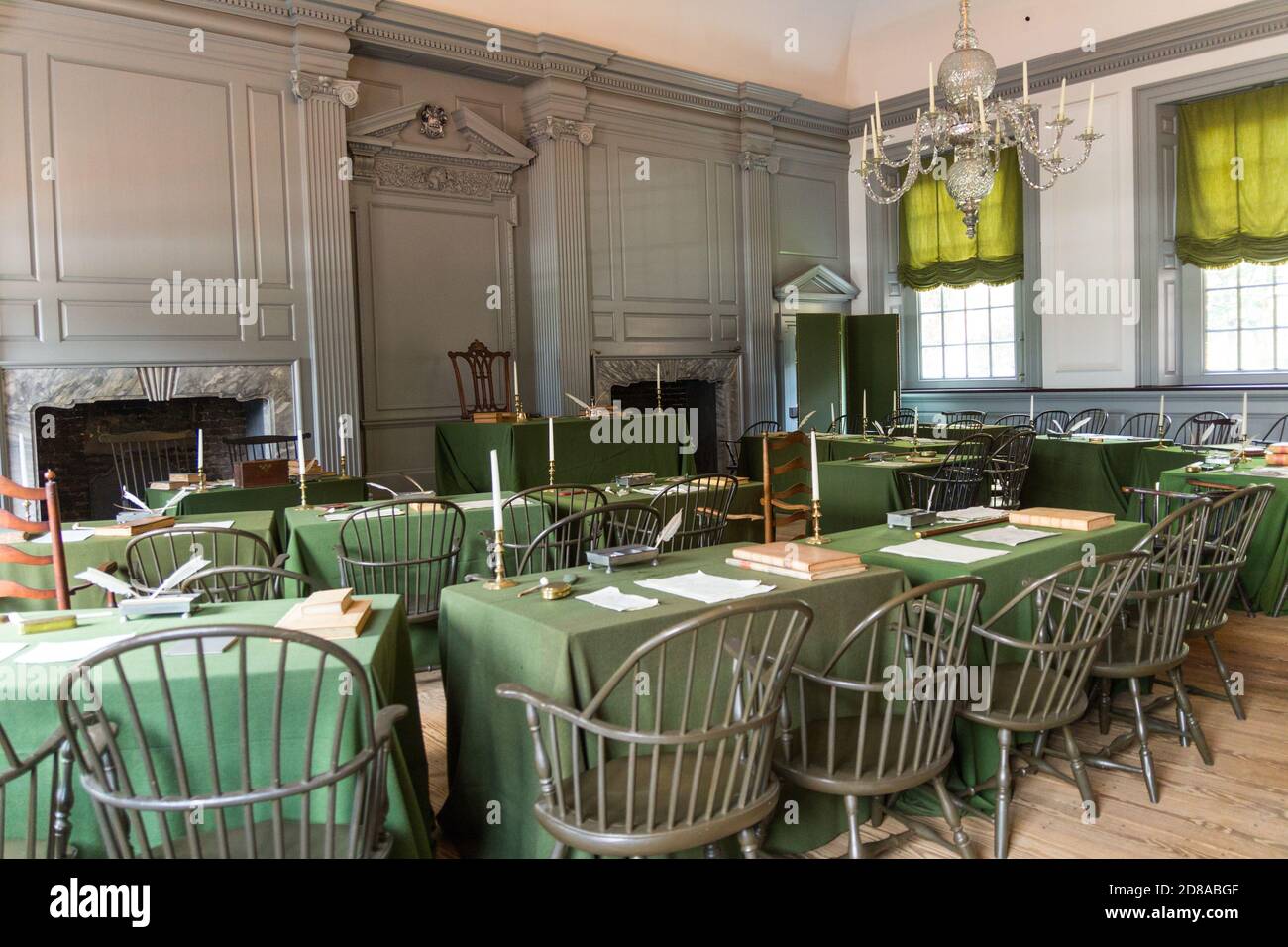 Salle d'assemblage de l'Independence Hall, Philadelphie, États-Unis. La Déclaration d'indépendance et la Constitution ont toutes deux été rédigées et signées dans cette salle. Banque D'Images