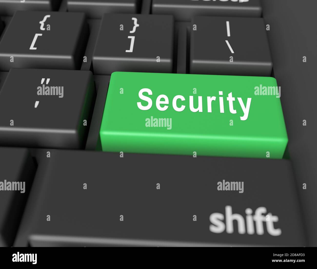 Concept de sécurité. Mot sécurité sur le bouton du clavier de l'ordinateur. rendu 3d Banque D'Images