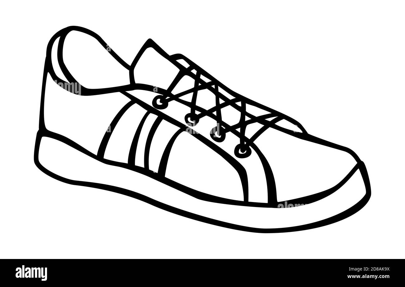 Sneaker Doodle dessinée à la main dans un style art de ligne Illustration de Vecteur