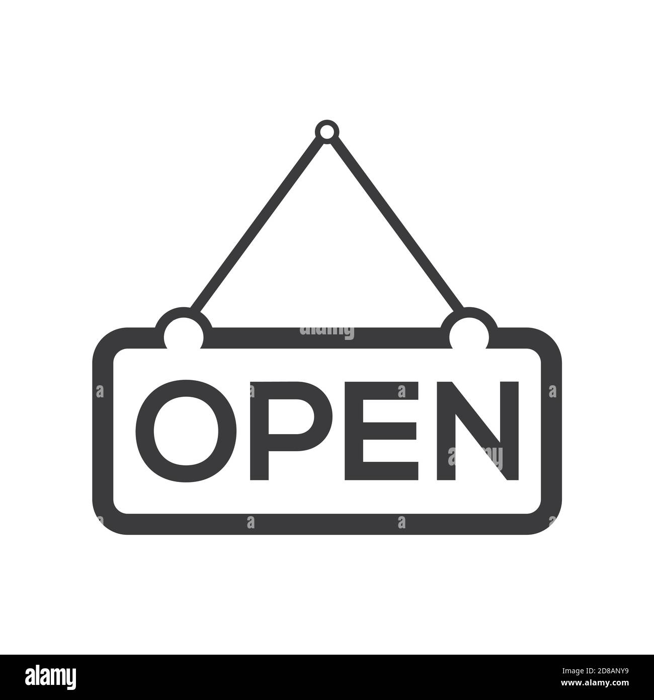 Ouvrir l'illustration vectorielle du signe d'icône. Panneau de signalisation noir isolé Open Icon design. Illustration de Vecteur