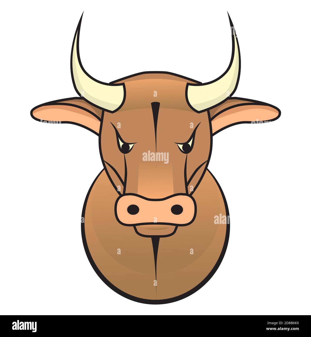 Tête plate - symbole de 2021. Illustration de la vache brune Illustration de Vecteur