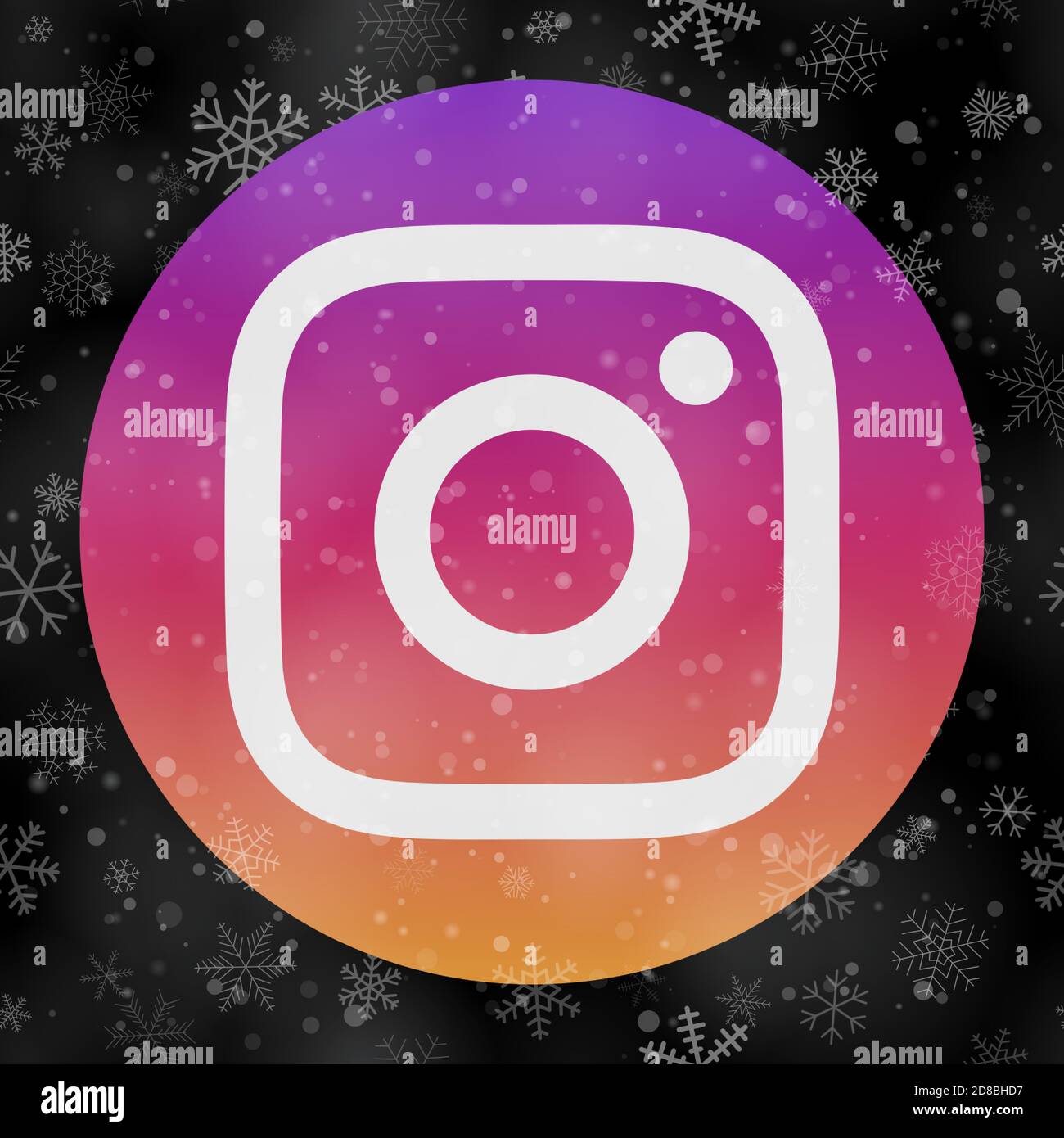 VORONEZH, RUSSIE - 28 NOVEMBRE 2020 : icône carrée du logo Instagram sur fond de Noël de flocons de neige en noir Illustration de Vecteur