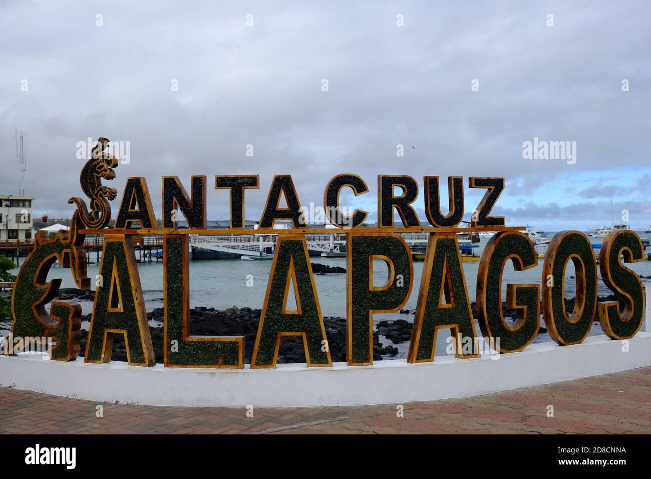 Équateur Îles Galapagos - Île de Santa Cruz - Santa Cruz Grand logo Galapagos à Puerto Ayora Banque D'Images