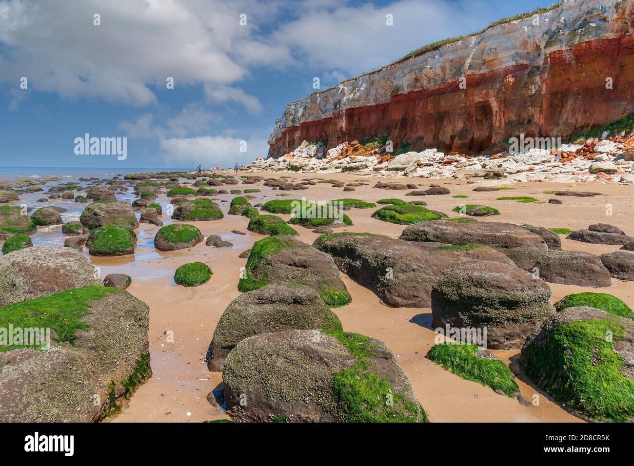 Hunstanton Cliffs, bandes de craie rouge et blanche, au nord norfolk coast royaume-uni Banque D'Images