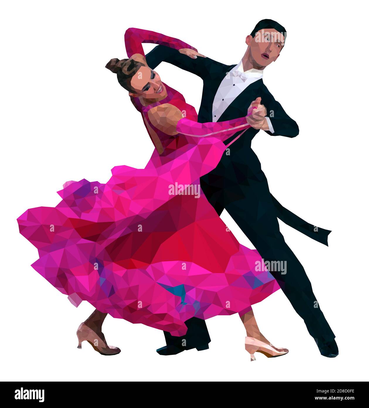 couple dansant dans l'image couleur. vecteur polygonal Banque D'Images