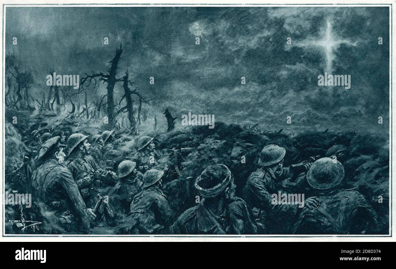 LES SOLDATS BRITANNIQUES DE LA PREMIÈRE GUERRE MONDIALE ONT UNE VISION DE LA CROIX Banque D'Images