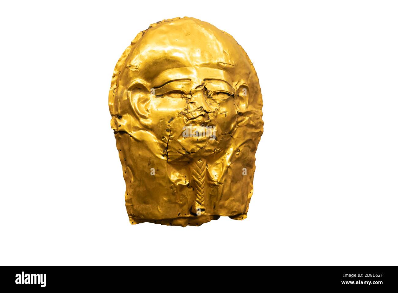 Masque égyptien doré, isolé sur fond blanc Banque D'Images