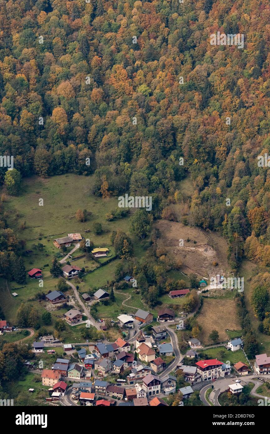 Village de roman à Chablais à la frontière suisse de la France Banque D'Images