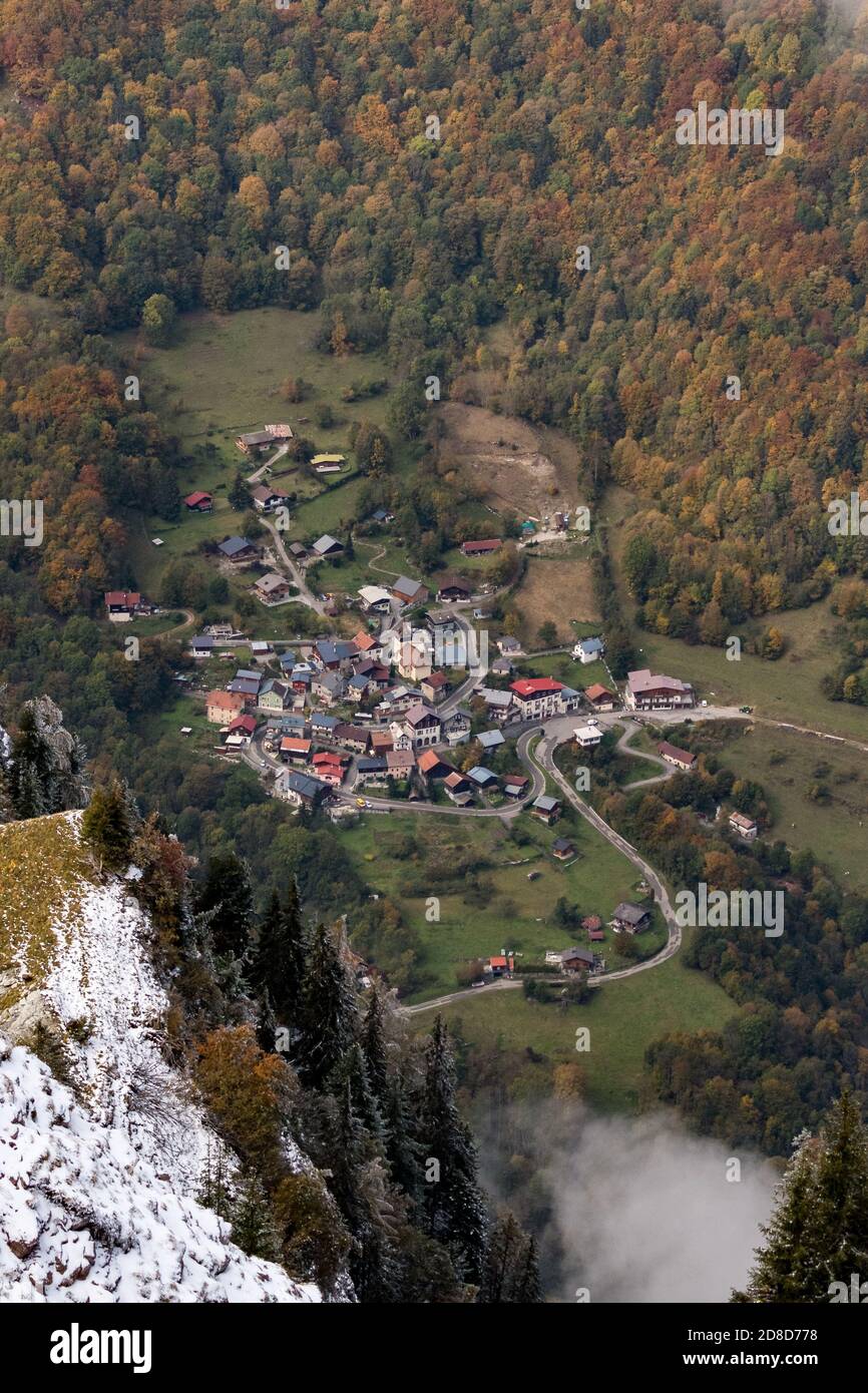 Village de roman à Chablais à la frontière suisse de la France Banque D'Images