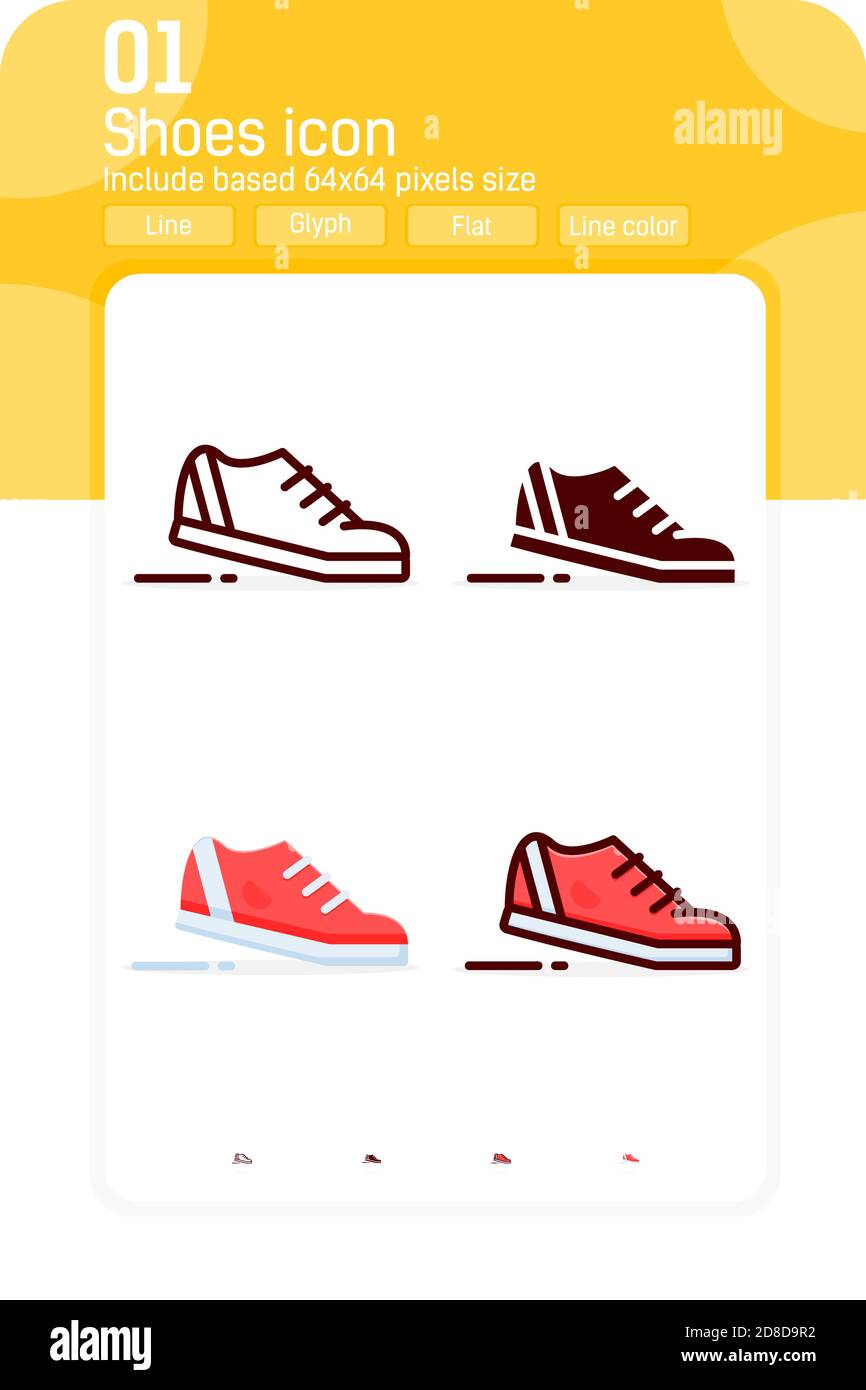 Les chaussures sont une icône de premier plan avec plusieurs styles isolés sur fond blanc. Symbole de signe icône d'illustration vectorielle pour la conception Web, l'interface utilisateur, l'interface utilisateur, la mode, les applications Illustration de Vecteur