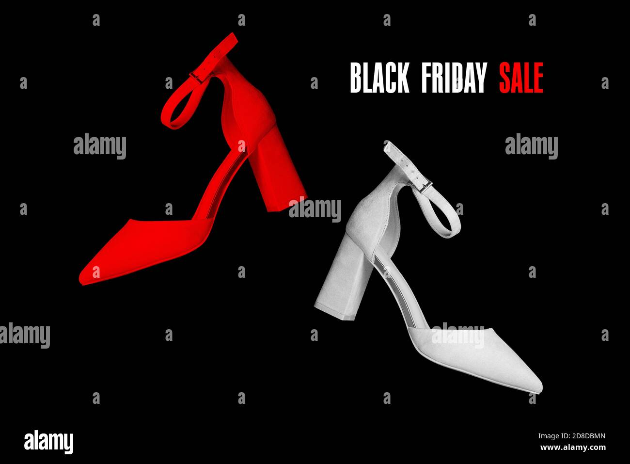 Chaussures de femme brillantes sur fond noir avec le texte Black Friday  sale. Style de bannière publicitaire minimaliste et créatif Photo Stock -  Alamy