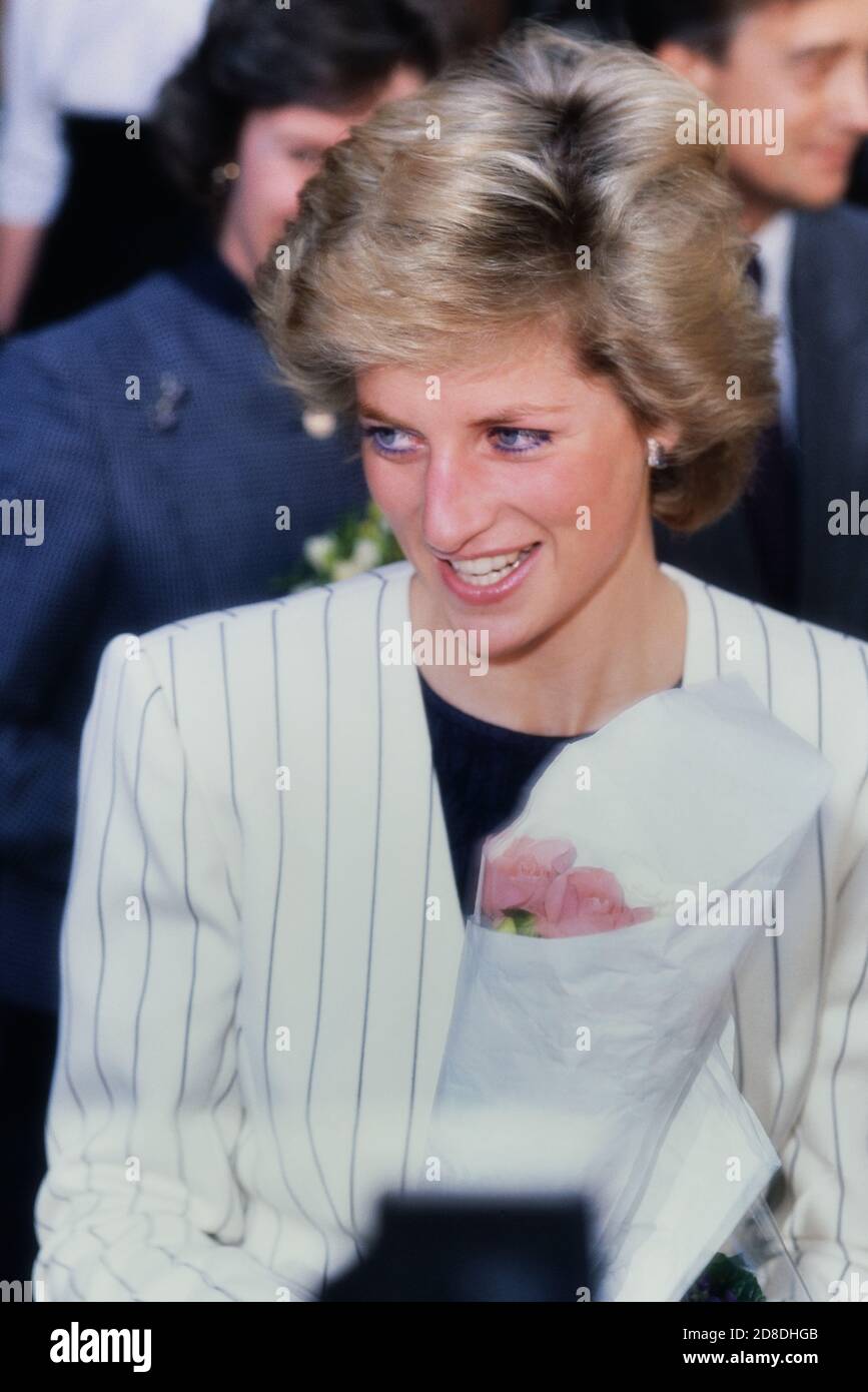 HRH, Diana, Princess of Wales. Visite le London Lighthouse Centre for AIDS patients, Londres, Angleterre. Octobre 5 1989 Banque D'Images