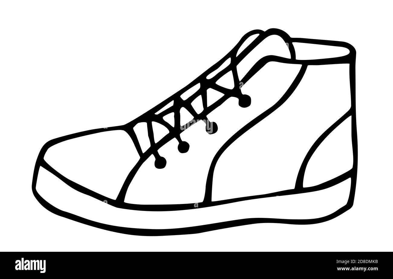 Sneaker Doodle dessinée à la main dans un style art de ligne Illustration de Vecteur