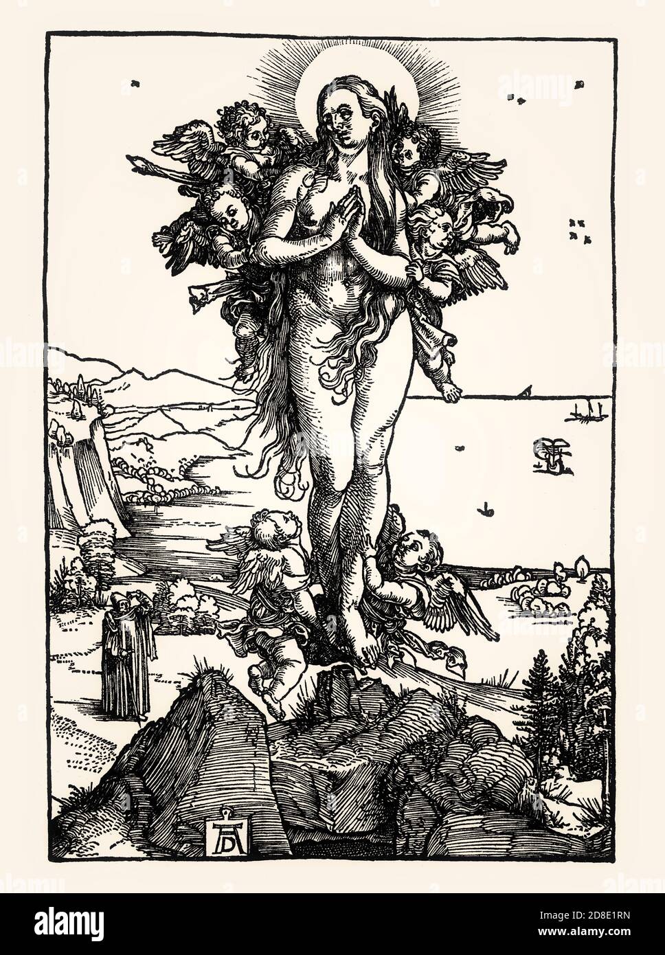 L'Ascension de Marie-Madeleine, par Albrecht Dürer, coupe de bois, XVIe siècle Banque D'Images