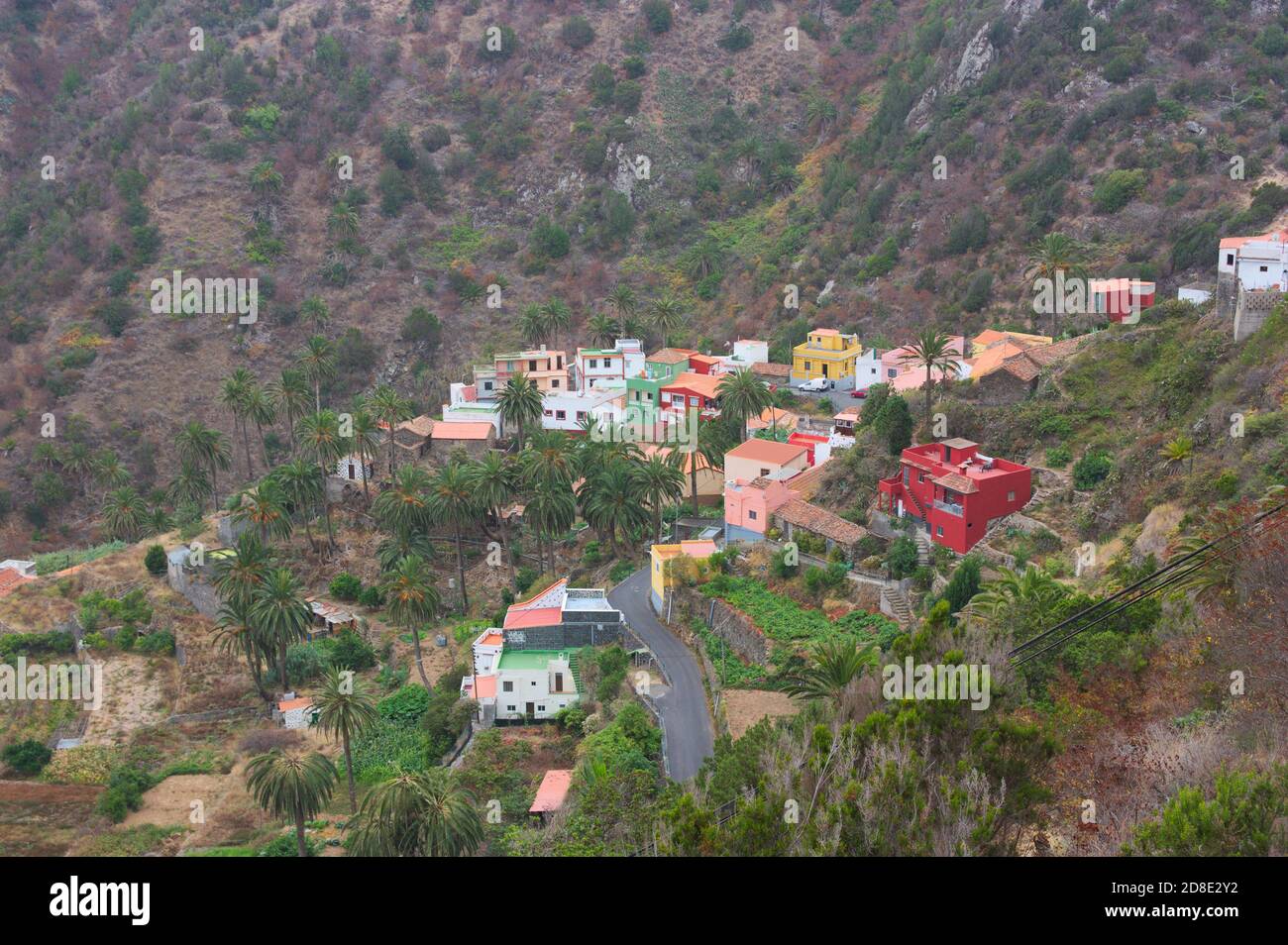 Vue d'un point de vue de la ville de Valle Hermoso sur l'île de la Gomera (îles Canaries, Espagne) Banque D'Images