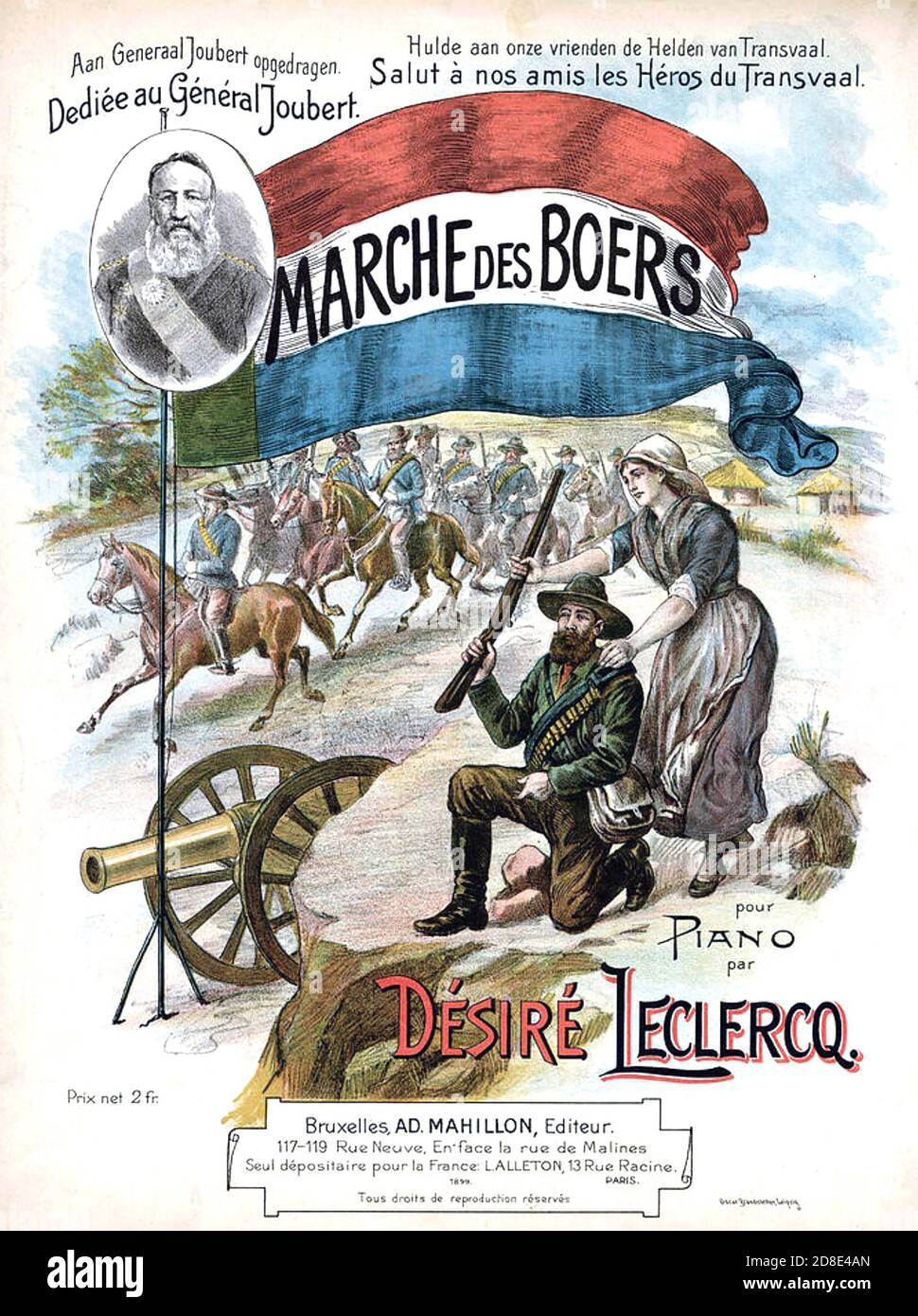 MARS DE LA COMPOSITION de la partitions de musique française de BOERS 1902 Banque D'Images