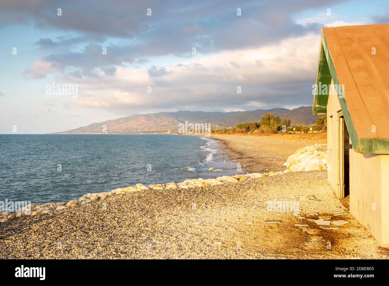 Coucher de soleil près de Limni Pier, Argaka, Paphos District, Chypre Banque D'Images