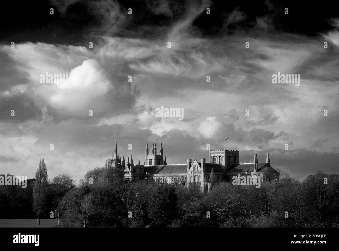 Vue d'automne de la cathédrale de Peterborough, ville de Peterborough, Cambridgeshire, Angleterre, Royaume-Uni Banque D'Images