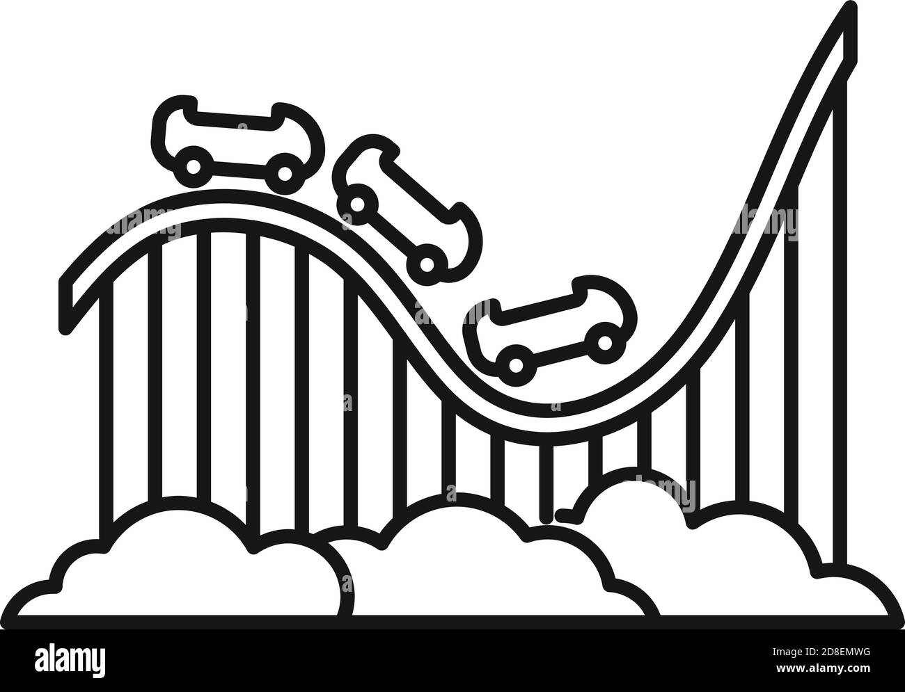 Icône d'attraction de montagnes russes, style de contour Illustration de Vecteur