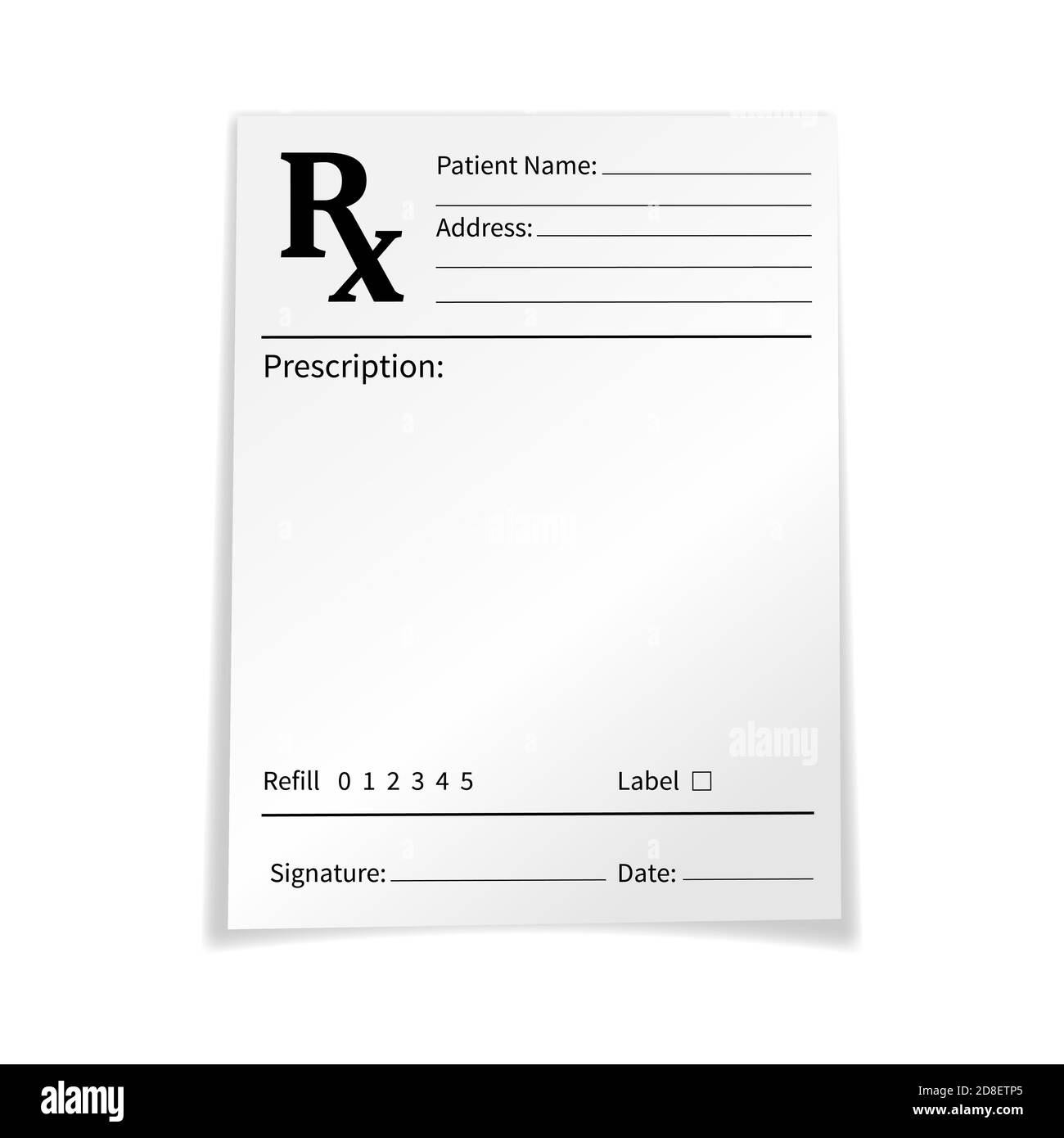 Medical prescription form Banque d'images vectorielles - Alamy